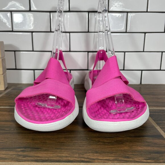 CROCS LiteRide Stretch Womens Sz 10 Shoes Electric Pink Open Toe Strappy Sandals - Picture 3 of 14